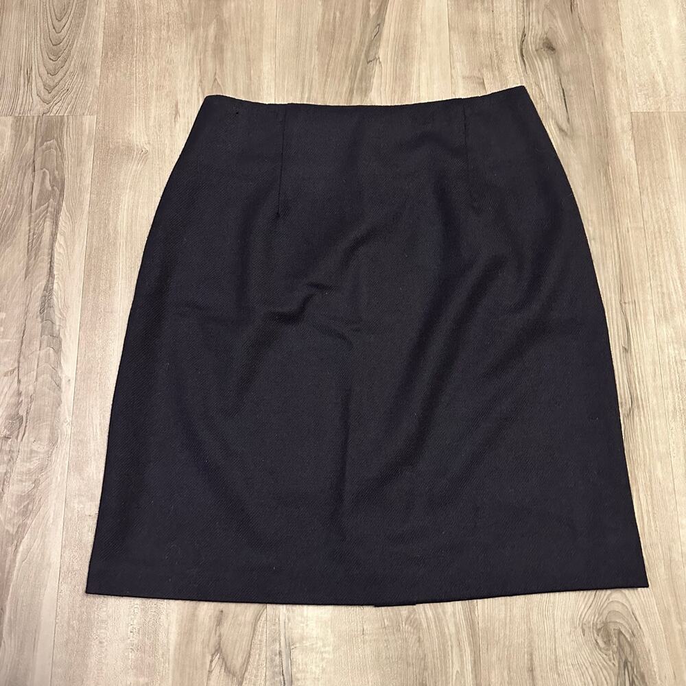 Elyse Hart Ltd Pencil Skirt Women 4 Navy Blue EUC Vintage 100% Wool Professional